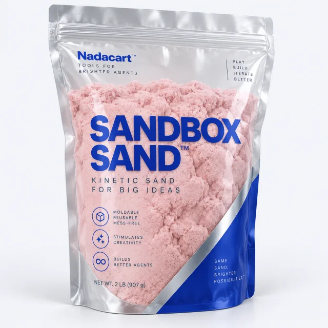 Clear resealable bag of pale pink Sandbox Sand